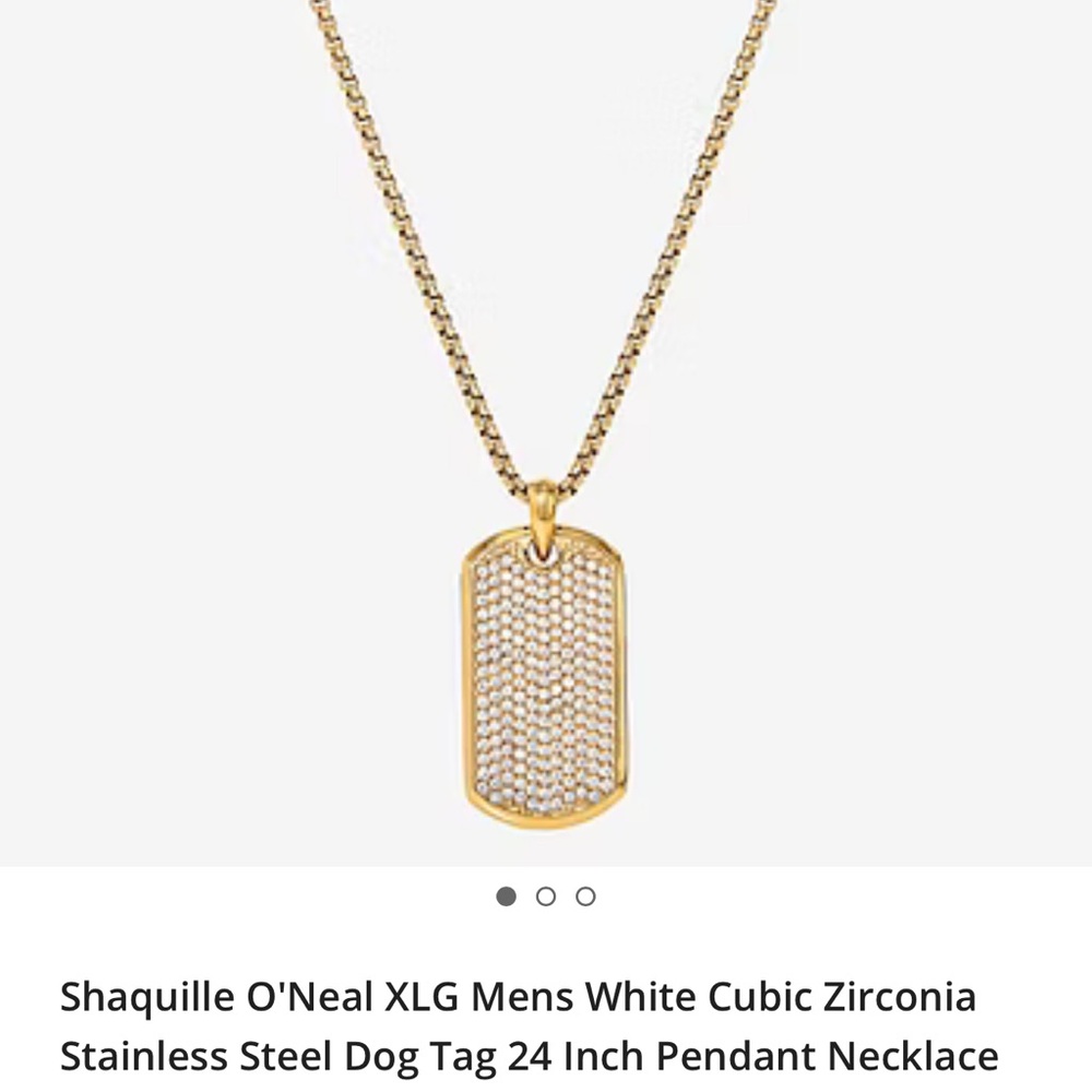 Shaquille O'Neal XLG Men's Gold and White Cubic Zirconia Necklace